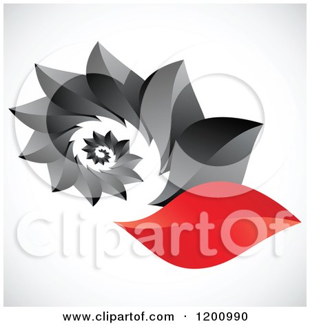 Clipart of Black and Red Leaves Spiraling - Royalty Free Vector Illustration by Andrei Marincas