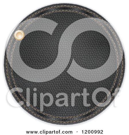 Clipart of a Round Black Leather Label - Royalty Free Vector Illustration by Andrei Marincas
