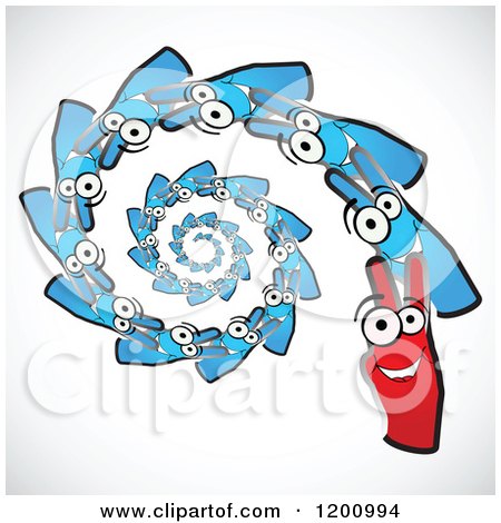 Clipart of Red and Blue Victory Hands Spiraling - Royalty Free Vector Illustration by Andrei Marincas