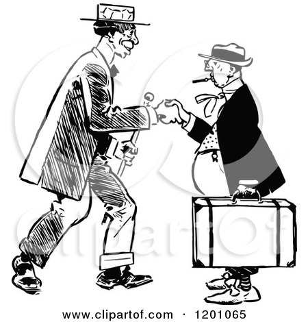 Clipart of a Vintage Black and White Handshake Between Men - Royalty Free Vector Illustration by Prawny Vintage