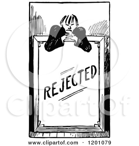 Clipart of a Vintage Black and White Rejected Man - Royalty Free Vector Illustration by Prawny Vintage