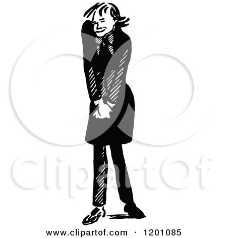 Clipart of a Vintage Black and White Smarmy Man - Royalty Free Vector Illustration by Prawny Vintage