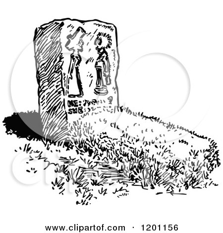 Clipart of a Vintage Black and White Headstone - Royalty Free Vector Illustration by Prawny Vintage