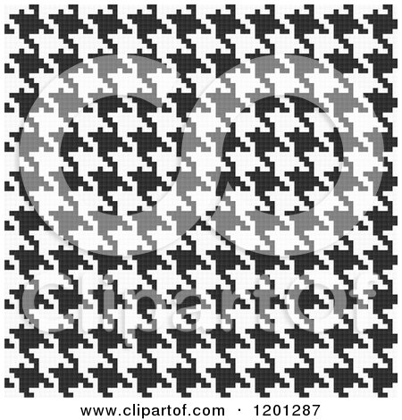 Clipart of a Seamless Black and White Pixelated Houndstooth Pattern - Royalty Free Vector Illustration by Arena Creative