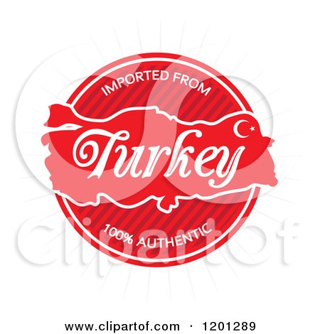 Clipart of a Round Red Imported from Turkey Authentic Label - Royalty Free Vector Illustration by Arena Creative