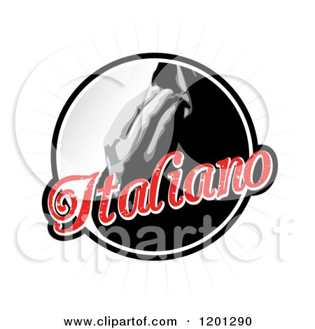 Clipart of a Round Italiano Label with Hands by Lips - Royalty Free Vector Illustration by Arena Creative