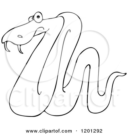 Cartoon of an Outlined Snake - Royalty Free Vector Clipart by djart