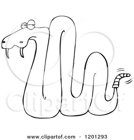 Cartoon of an Outlined Rattlesnake - Royalty Free Vector Clipart by djart