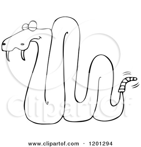 Cartoon of an Outlined Sleeping Rattlesnake - Royalty Free Vector Clipart by djart