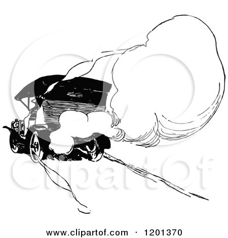 Clipart of a Vintage Black and White Rear View of a Car - Royalty Free Vector Illustration by Prawny Vintage