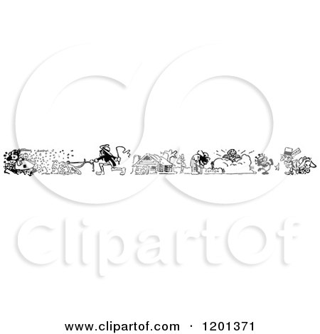 Clipart of a Vintage Black and White Cartoon Strip Border - Royalty Free Vector Illustration by Prawny Vintage