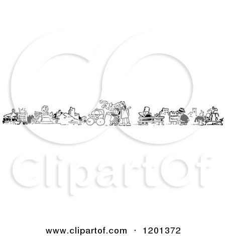 Clipart of a Vintage Black and White Cartoon Strip Border 2 - Royalty Free Vector Illustration by Prawny Vintage