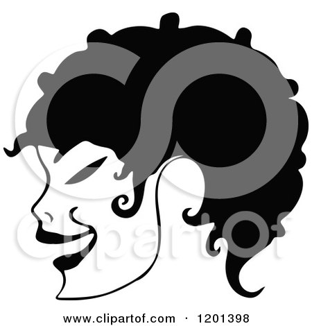 Clipart of a Vintage Black and White Persons Head in Profile - Royalty Free Vector Illustration by Prawny Vintage