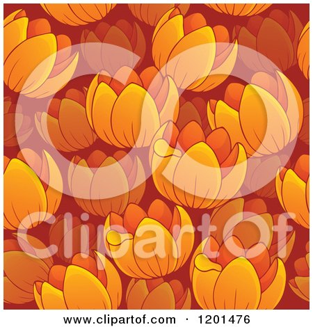 Cartoon of a Seamless Orange Tulip Flower Background Pattern - Royalty Free Vector Clipart by visekart