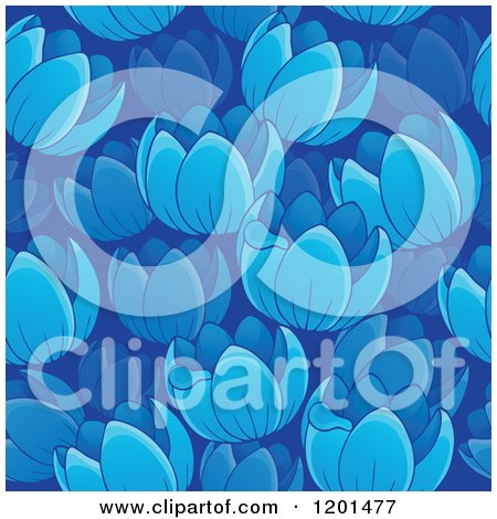 Cartoon of a Seamless Blue Tulip Flower Background Pattern - Royalty Free Vector Clipart by visekart