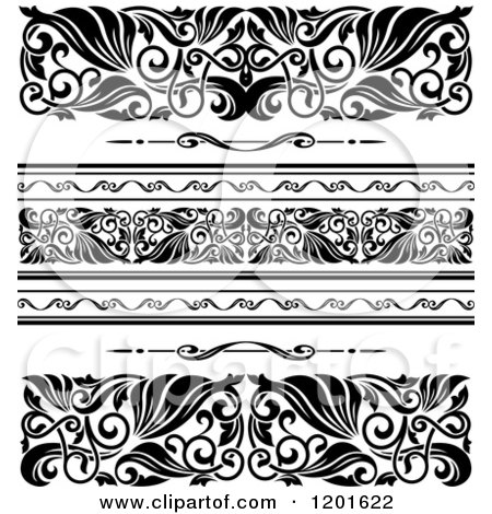 Clipart of Ornate Black and White Border Designs - Royalty Free Vector Illustration by Vector Tradition SM