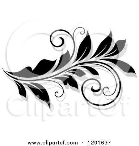Clipart of a Black and White Flourish with a Shadow 13 - Royalty Free Vector Illustration by Vector Tradition SM