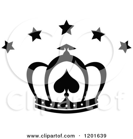 Clipart of a Black and White Crown with Stars - Royalty Free Vector Illustration by Vector Tradition SM