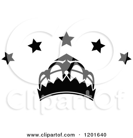 Clipart of a Black and White Crown with Stars 2 - Royalty Free Vector Illustration by Vector Tradition SM