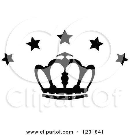 Clipart of a Black and White Crown with Stars 3 - Royalty Free Vector Illustration by Vector Tradition SM