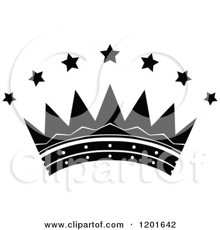 Clipart of a Black and White Crown with Stars 4 - Royalty Free Vector Illustration by Vector Tradition SM