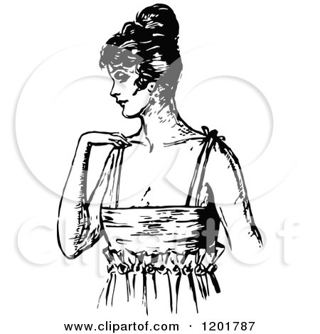 Clipart of a Vintage Black and White Elegant Woman - Royalty Free Vector Illustration by Prawny Vintage