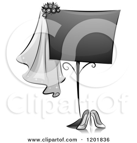 Clipart of a Grayscale Wedding Sign - Royalty Free Vector Illustration by BNP Design Studio