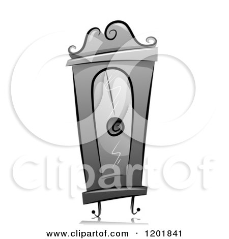 Clipart of a Grayscale Grandfather Clock - Royalty Free Vector Illustration by BNP Design Studio
