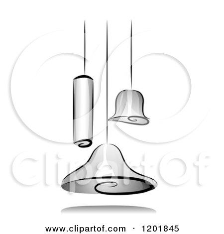 Clipart of Grayscale Hanging Lights - Royalty Free Vector Illustration by BNP Design Studio