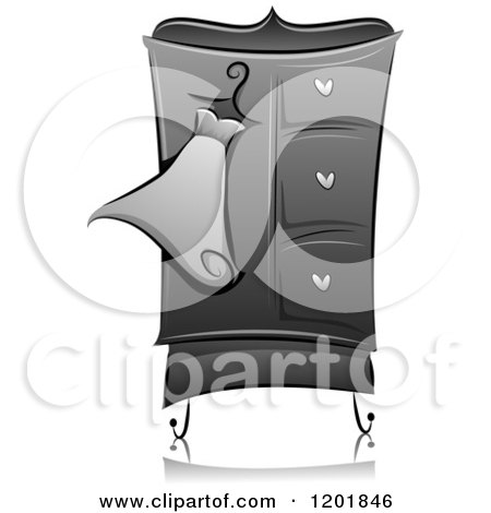 Clipart of a Grayscale Dress on a Wardrobe - Royalty Free Vector Illustration by BNP Design Studio