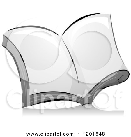 Clipart of a Grayscale Open Book - Royalty Free Vector Illustration by BNP Design Studio