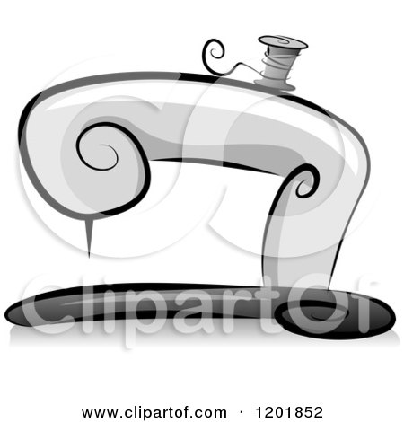 Clipart of a Grayscale Sewing Machine - Royalty Free Vector Illustration by BNP Design Studio