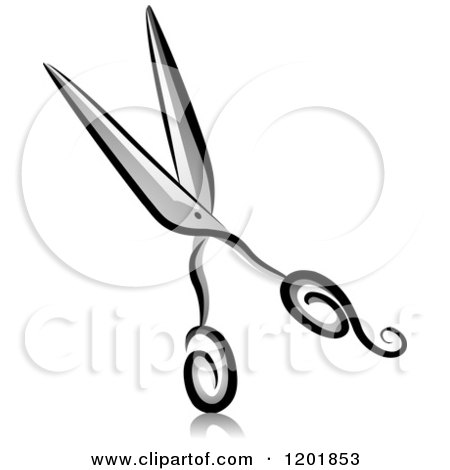 Clipart of a Grayscale Pair of Scissors - Royalty Free Vector Illustration by BNP Design Studio