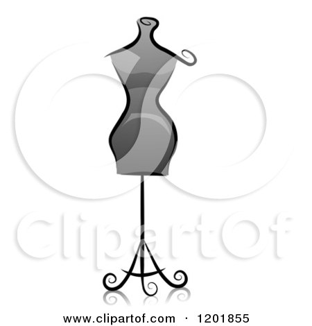 Clipart of a Grayscale Dressmaker Mannequin - Royalty Free Vector Illustration by BNP Design Studio