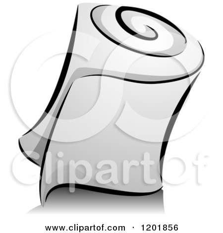 Clipart of a Grayscale Roll of Toilet Paper Tissue - Royalty Free Vector Illustration by BNP Design Studio