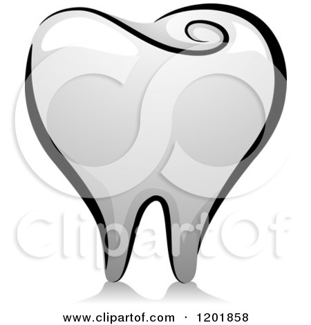 Clipart of a Grayscale Tooth - Royalty Free Vector Illustration by BNP Design Studio