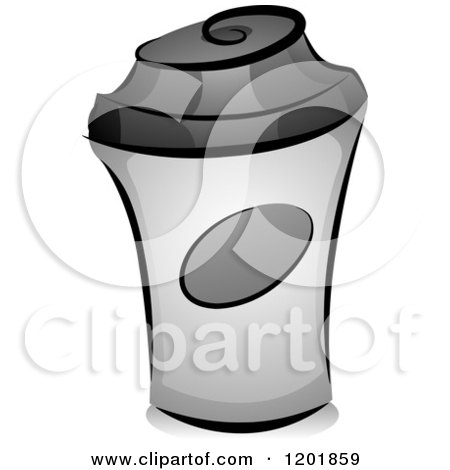 Clipart of a Grayscale to Go Coffee Cup - Royalty Free Vector Illustration by BNP Design Studio