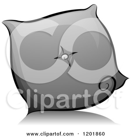 Clipart of a Grayscale Throw Pillow - Royalty Free Vector Illustration by BNP Design Studio