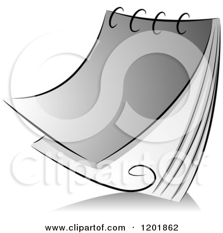 Clipart of a Grayscale Notepad - Royalty Free Vector Illustration by BNP Design Studio