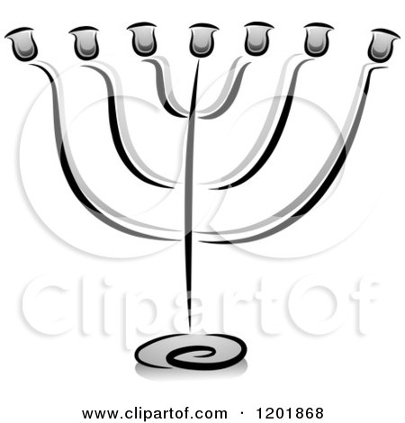 Clipart of a Grayscale Candelabra - Royalty Free Vector Illustration by BNP Design Studio