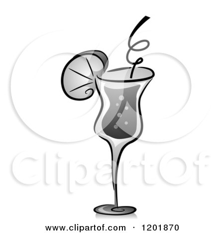 Clipart of a Grayscale Alcoholic Cocktail Drink - Royalty Free Vector Illustration by BNP Design Studio