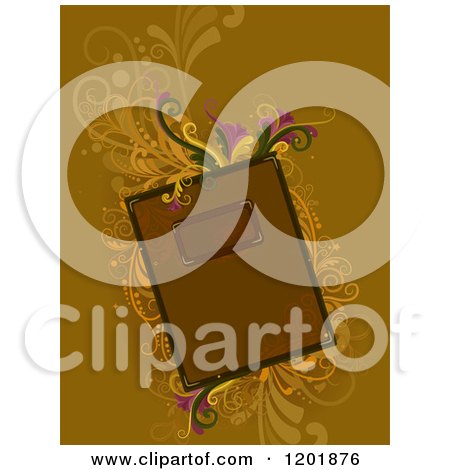 Clipart of a Brown Book with Ornate Vines - Royalty Free Vector Illustration by BNP Design Studio
