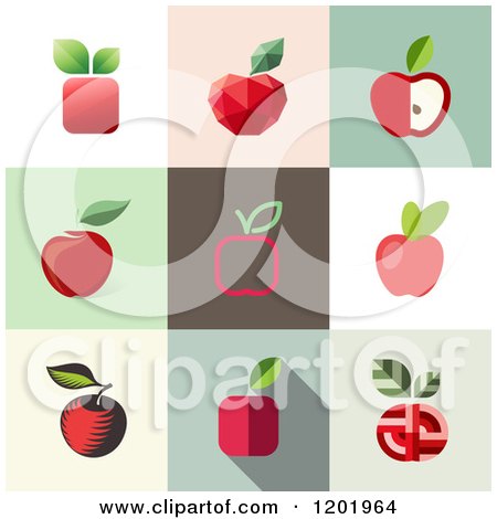 Clipart of Different Styled Red Apple Squares - Royalty Free Vector Illustration by elena