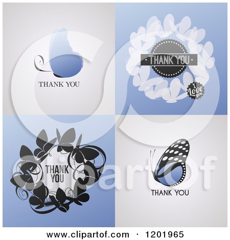 Clipart of Thank You Butterfly Designs - Royalty Free Vector Illustration by elena