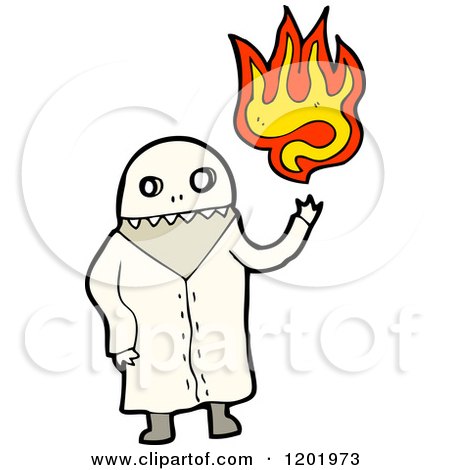 Cartoon of a Mad Scientist with Flames - Royalty Free Vector Illustration by lineartestpilot