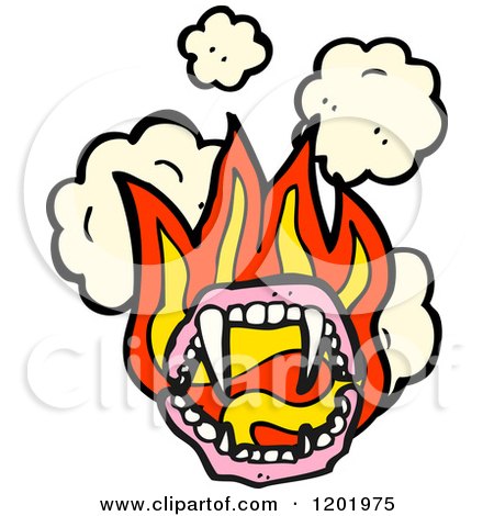 Cartoon of a Vampire Mouth Flaming - Royalty Free Vector Illustration by lineartestpilot