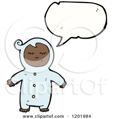Cartoon of a Black Toddler Speaking - Royalty Free Vector Illustration by lineartestpilot