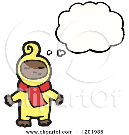 Cartoon of a Black Toddler Thinking - Royalty Free Vector Illustration by lineartestpilot