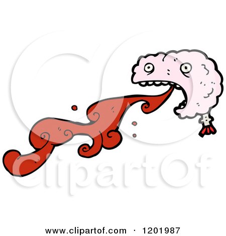 Cartoon of a Bloody Brain - Royalty Free Vector Illustration by lineartestpilot