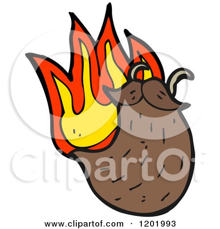 Cartoon of a Flaming Fake Beard - Royalty Free Vector Illustration by lineartestpilot